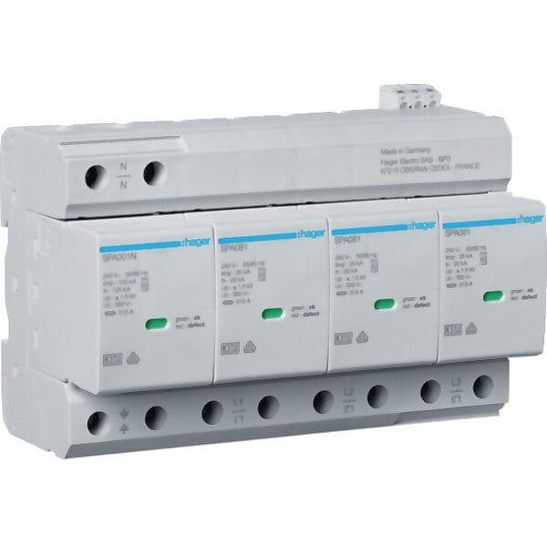 Hager Kombiableiter T1+T2 4P Uc350V Iimp SPA801